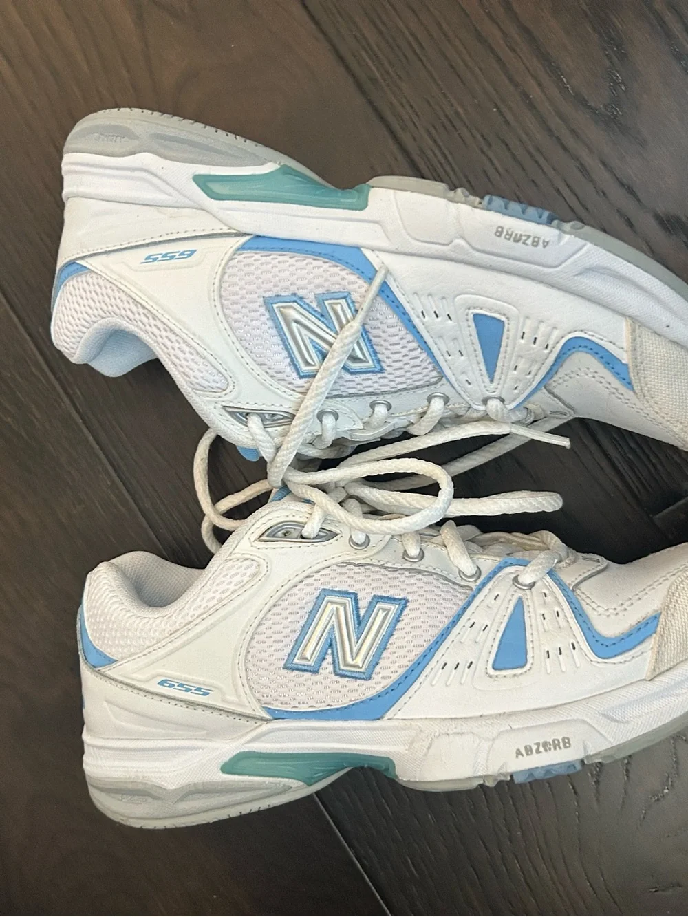 New Balance Women’s 655 WC655WT White Blue Tennis Court Shoes Sneakers 6.5